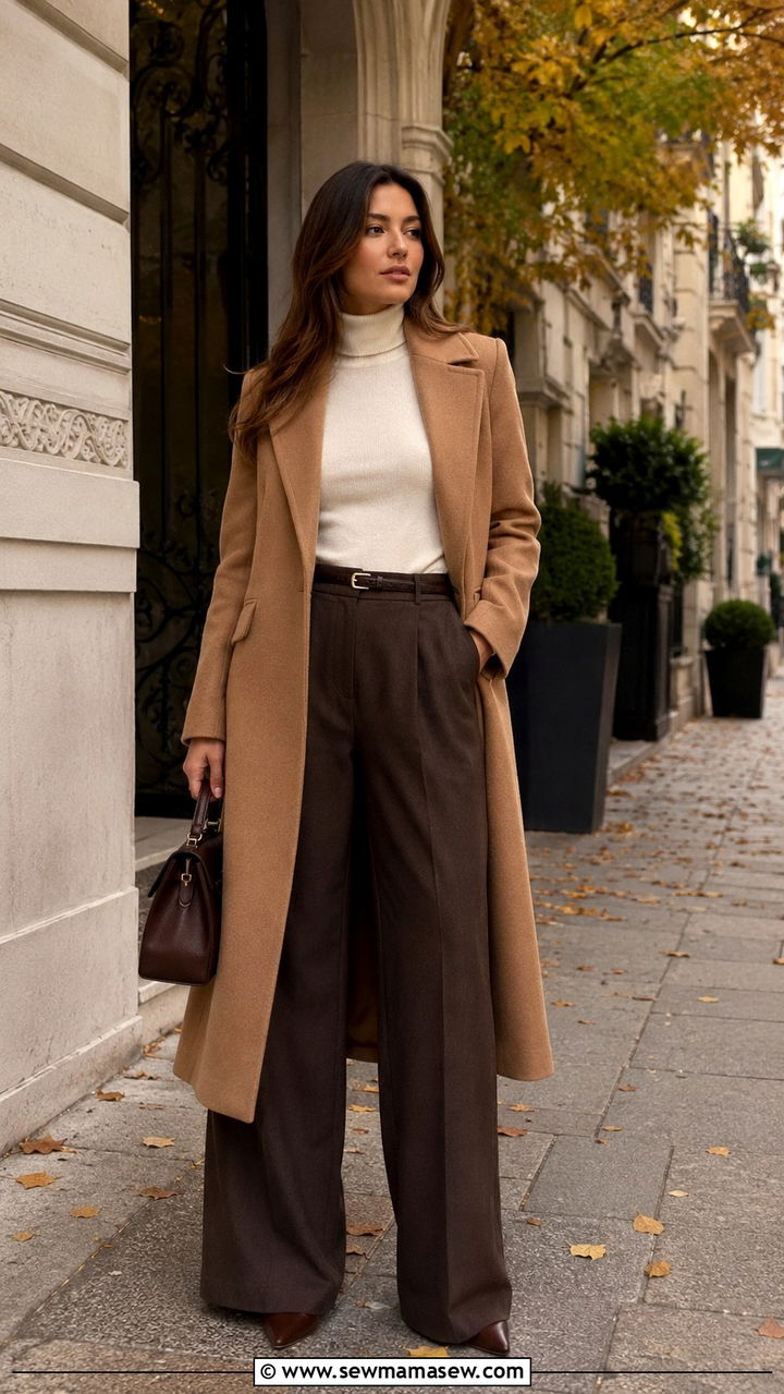 Wide Leg Pants and Turtleneck Outfit - 30 chic wide leg pants outfit ideas
