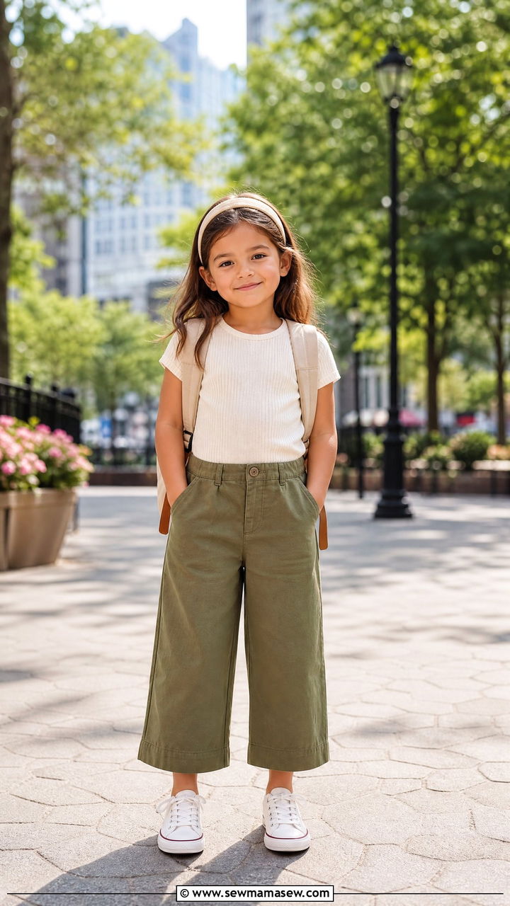 Wide Leg Pants with Fitted Tee - 25 First day of kindergarten outfit ideas