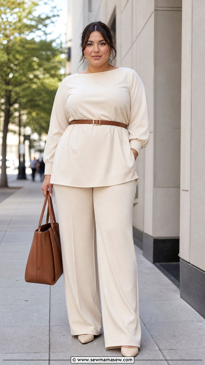 Wide Leg Pants with Tunic Top Plus Size Modest Look - 30 Modest outfit ideas plus size