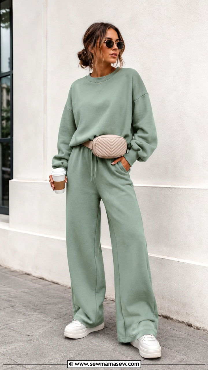 Wide Leg Sweats With Sweatshirt Outfit - 30 Loungewear outfit ideas errands