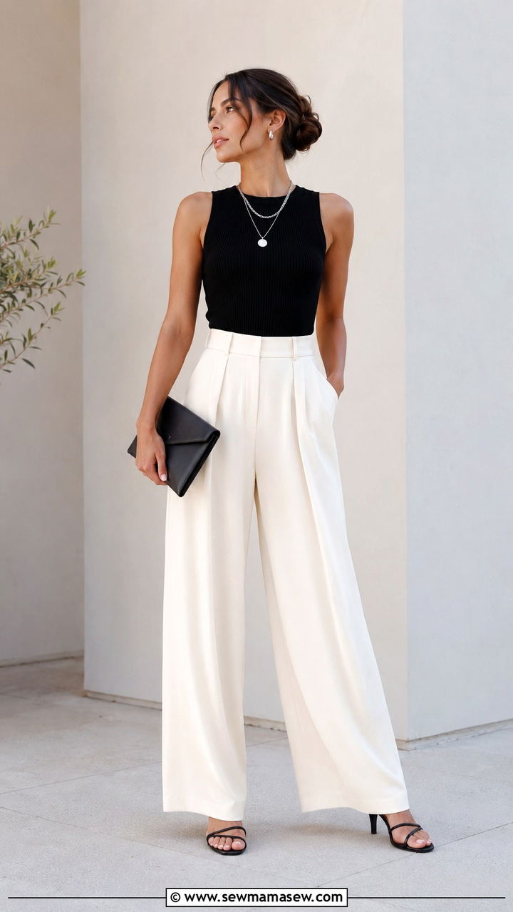 Wide Leg Trouser Outfit - 30 Pinterest outfits ideas