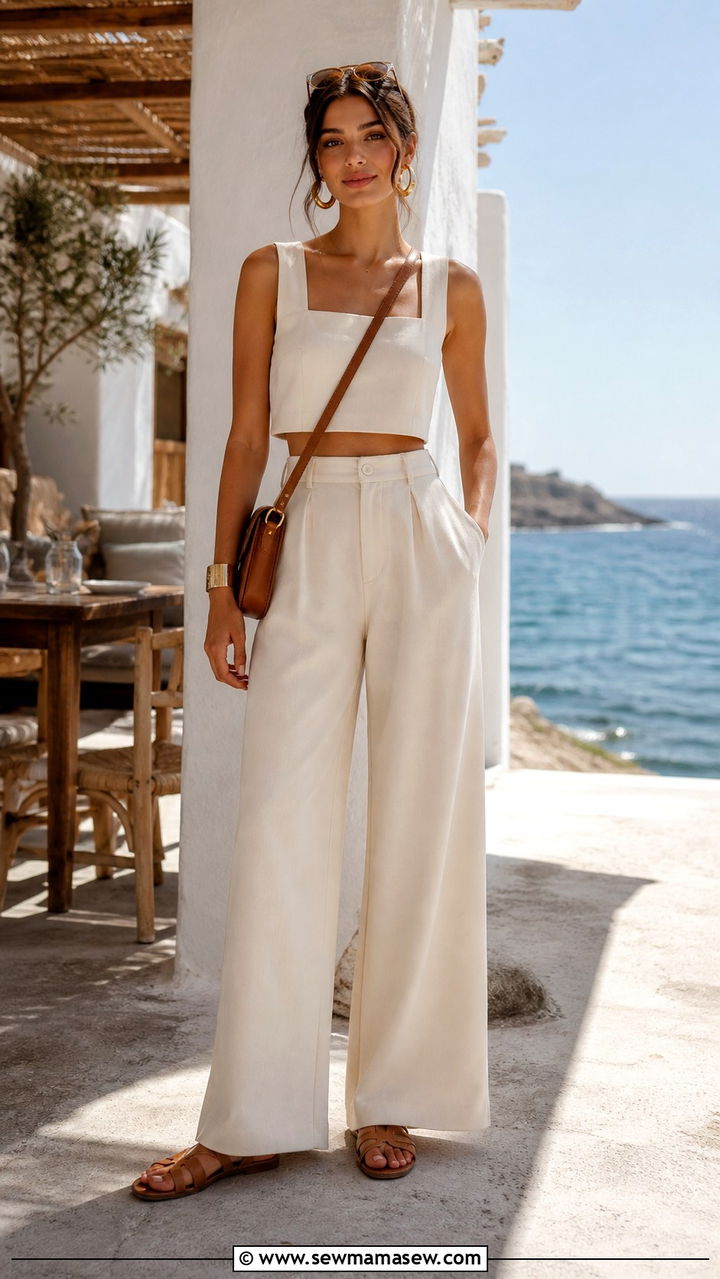Wide Leg Trousers And Crop Top Brunch Outfit - 40 Brunch outfits for women