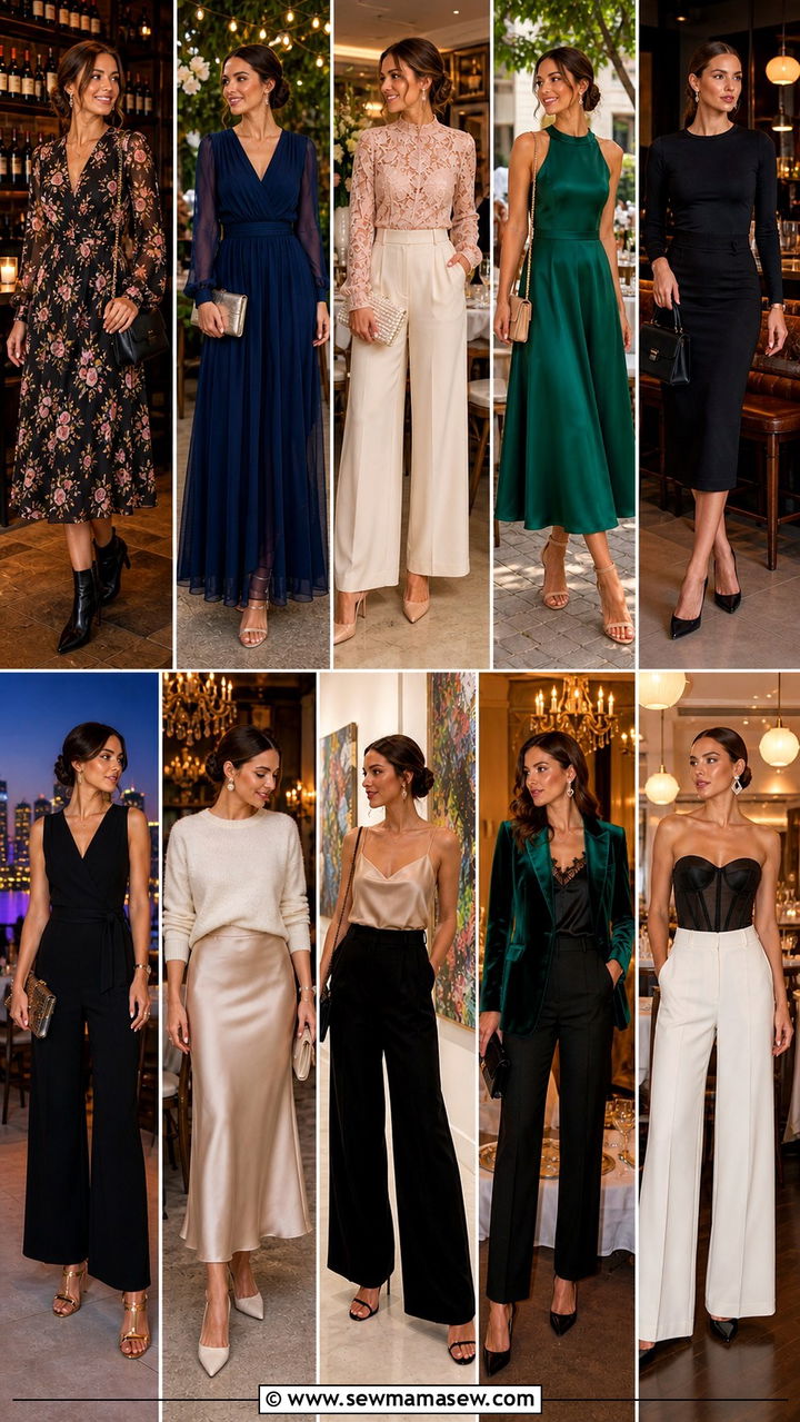 Wide Leg Trousers And Lace Blouse Outfit - 40 classy dinner outfits