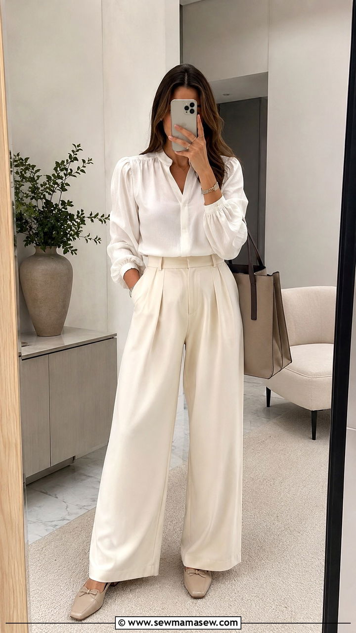 Wide Leg Trousers With Blouse Outfit - 30 casual modest classy outfits