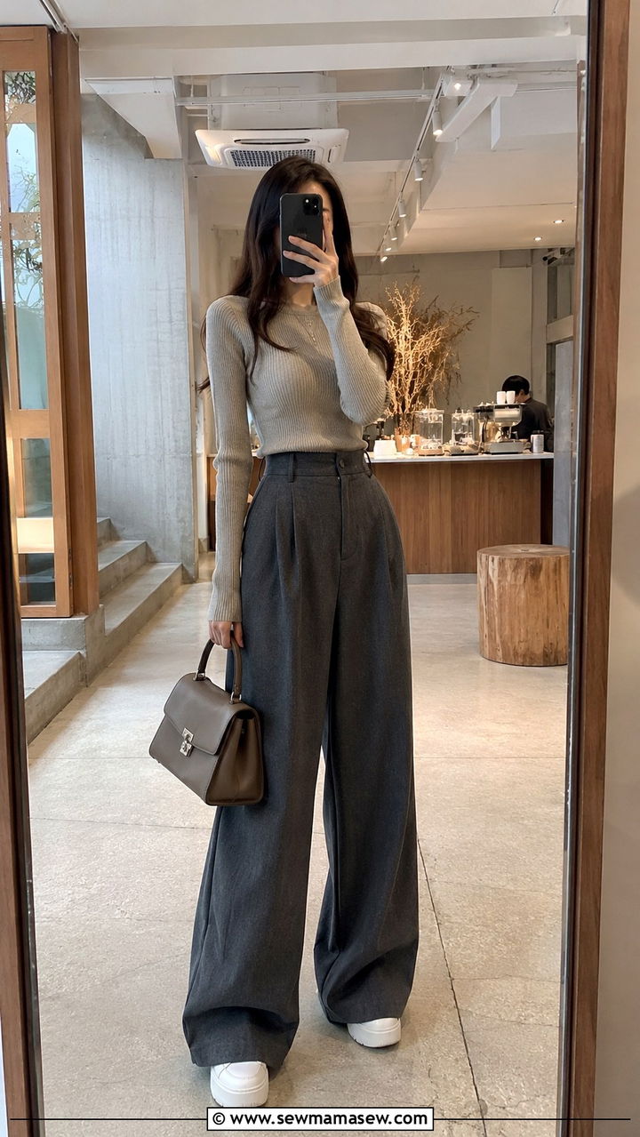Wide Leg Trousers With Knit Top Kyoto - 30 Kyoto outfit ideas