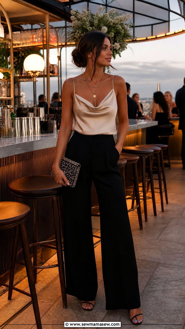 Wide Leg Trousers With Silky Camisole - 30 Mexico packing list outfits