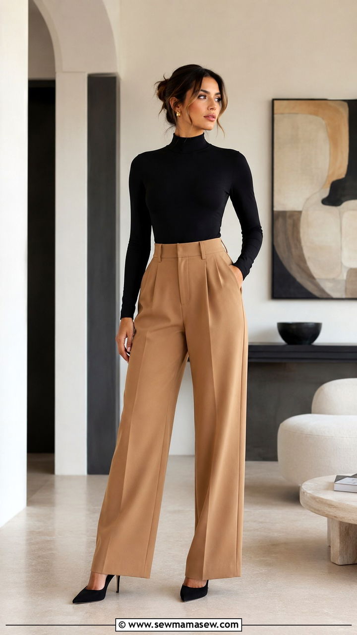 Wide Leg Trousers With Stiletto Heels And Bodysuit - 25 Wide leg trousers outfit ideas with heels