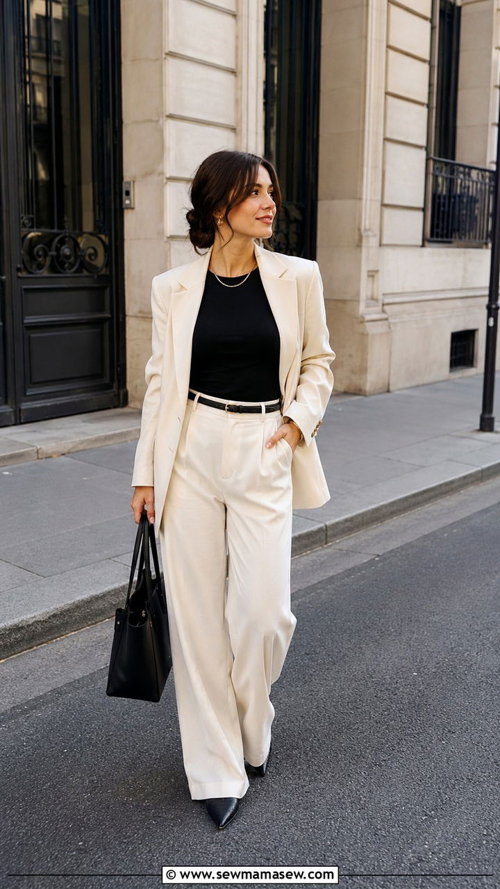 Wide Leg Trousers and Bodysuit Petite Paris Outfit - 25 Petite outfit ideas for Paris