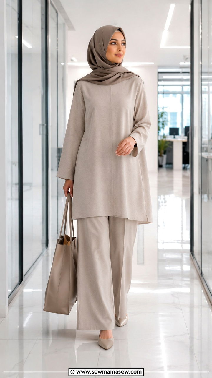 Wide Leg Trousers with Tunic Top - 25 outfit ideas for modest women