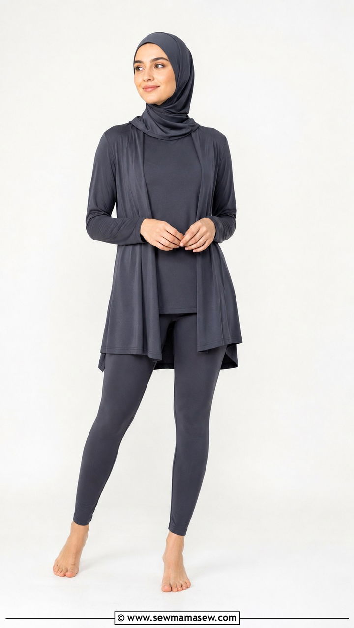Wide Leg Yoga Pants With Long Sleeve Flowy Top - 25 Modest yoga outfit ideas with hijab