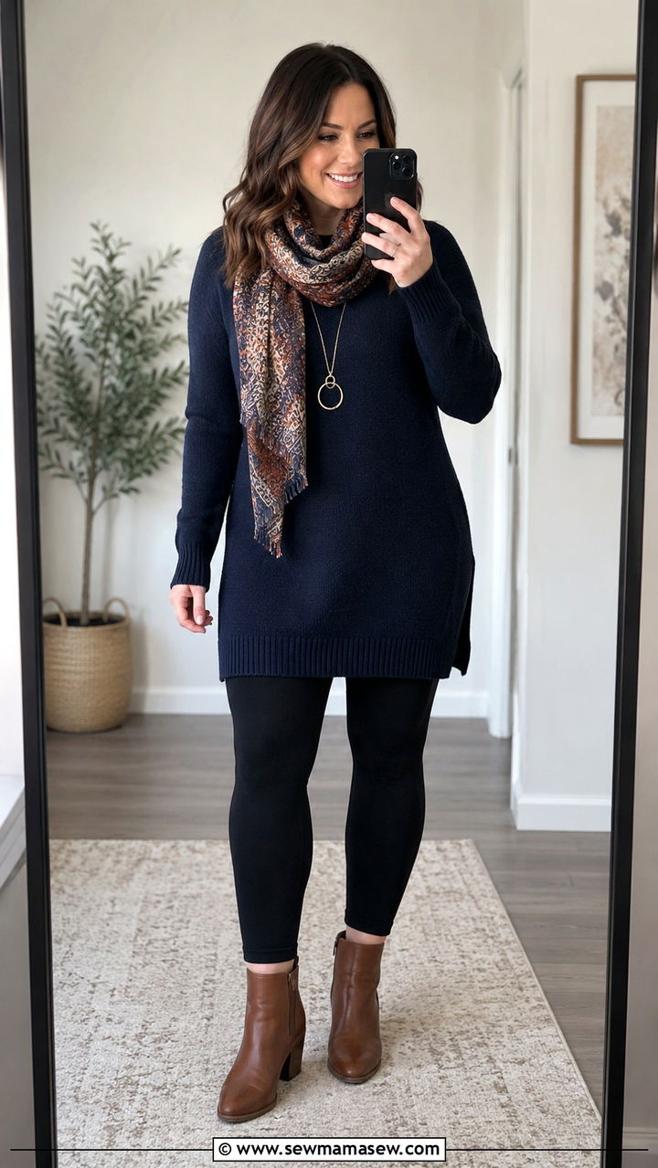 Wide calf knee high boots with skinny jeans and oversized sweater - 25 Outfit ideas for wide calves