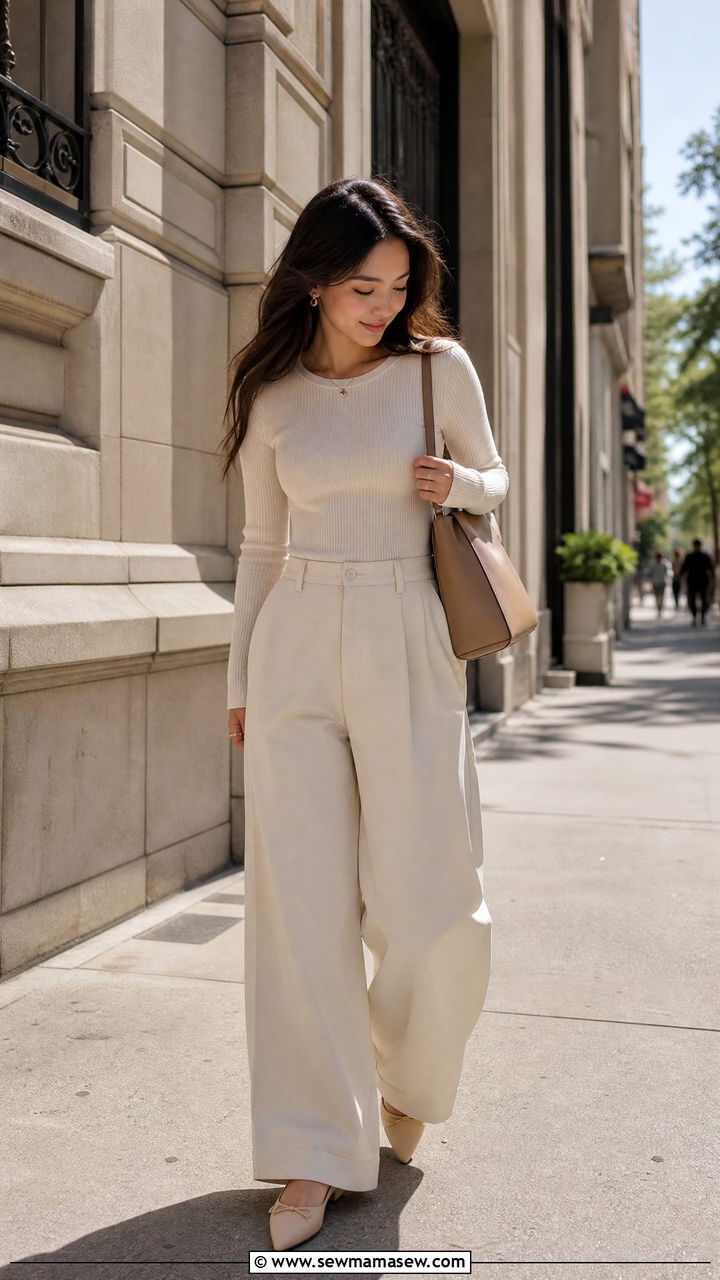 Wide leg jeans and ballet flats outfit - 25 Petite outfit ideas with ballet flats