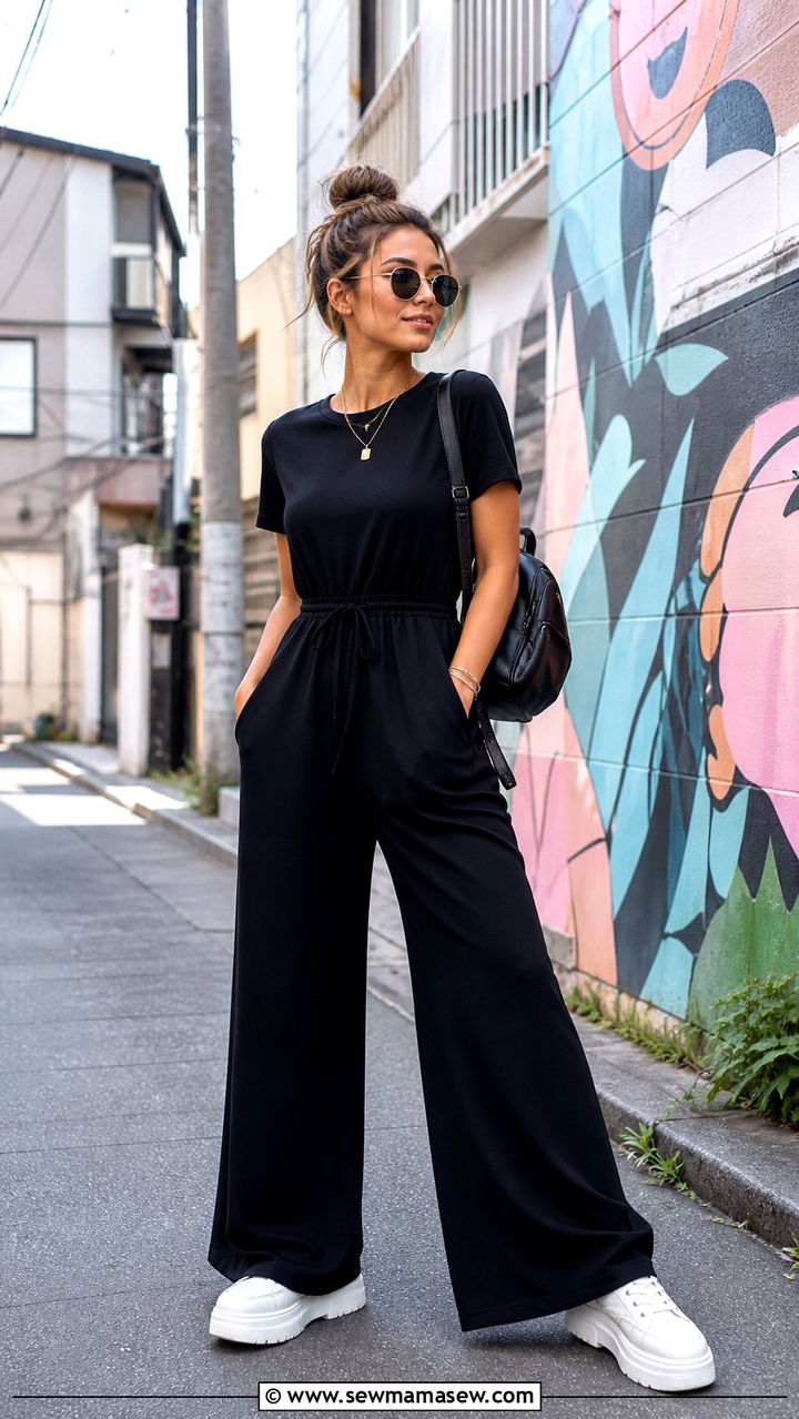 Wide leg jumpsuit and platform trainers for all day comfort - 40 What to wear in Tokyo
