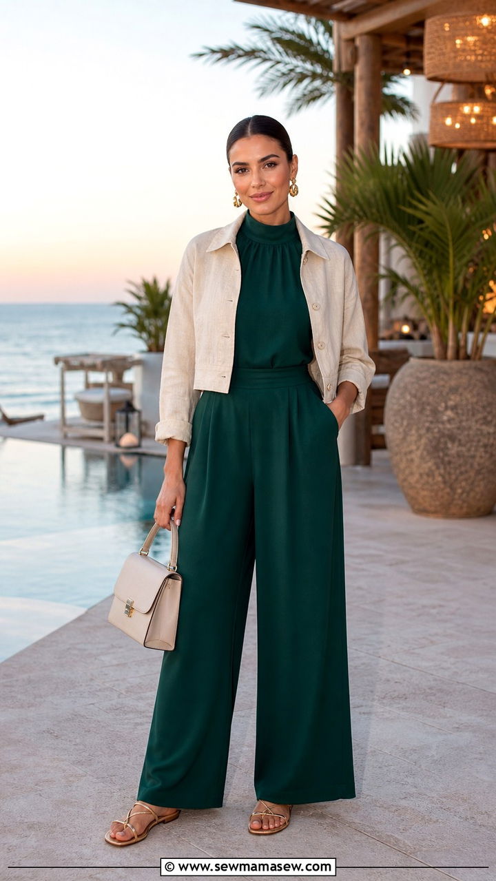 Wide leg jumpsuit modest vacation outfit - 30 Modest outfit ideas for vacation