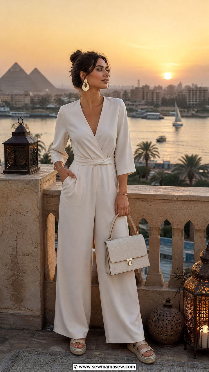 Wide leg jumpsuit outfit Egypt - 30 Egypt vacation outfit ideas modest
