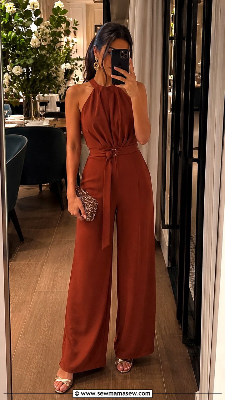 Wide leg jumpsuit with block heels Istanbul evening outfit - 30 Istanbul outfit ideas