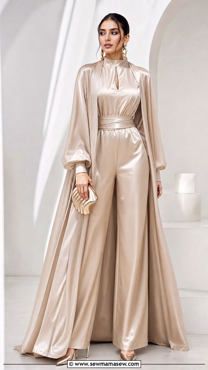 Wide leg jumpsuit with cape overlay - 25 Eid al Adha outfit ideas 2026