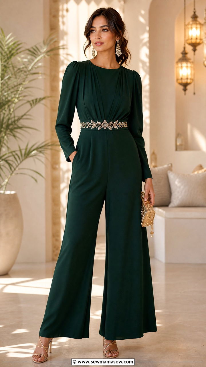 Wide leg jumpsuit with embellished belt - 25 Iftar party outfit ideas