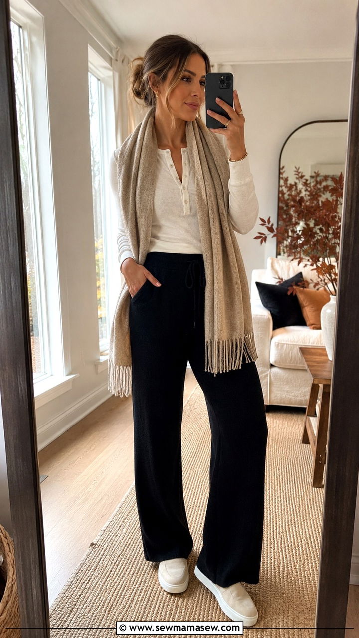 Wide leg knit pants with slip on sneakers outfit - 25 Wide leg pants outfit ideas with sneakers
