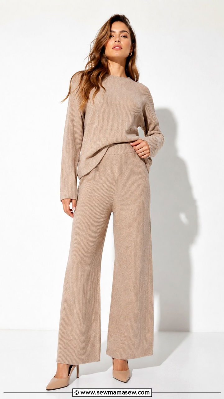 Wide leg pants matching set with heels - 25 Wide leg pants outfit ideas with heels