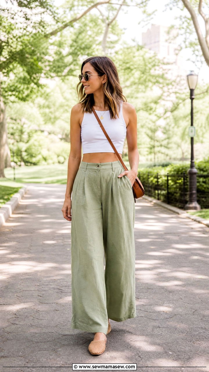 Wide leg pants summer casual outfit - 35 hot weather outfits casual