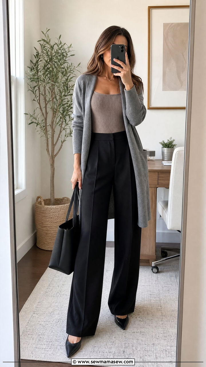 Wide leg pants with bodysuit office look - 25 Business casual outfits with wide leg pants