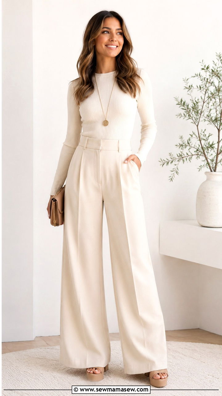 Wide leg pants with platform sandals outfit - 20 Spring outfits for short legs
