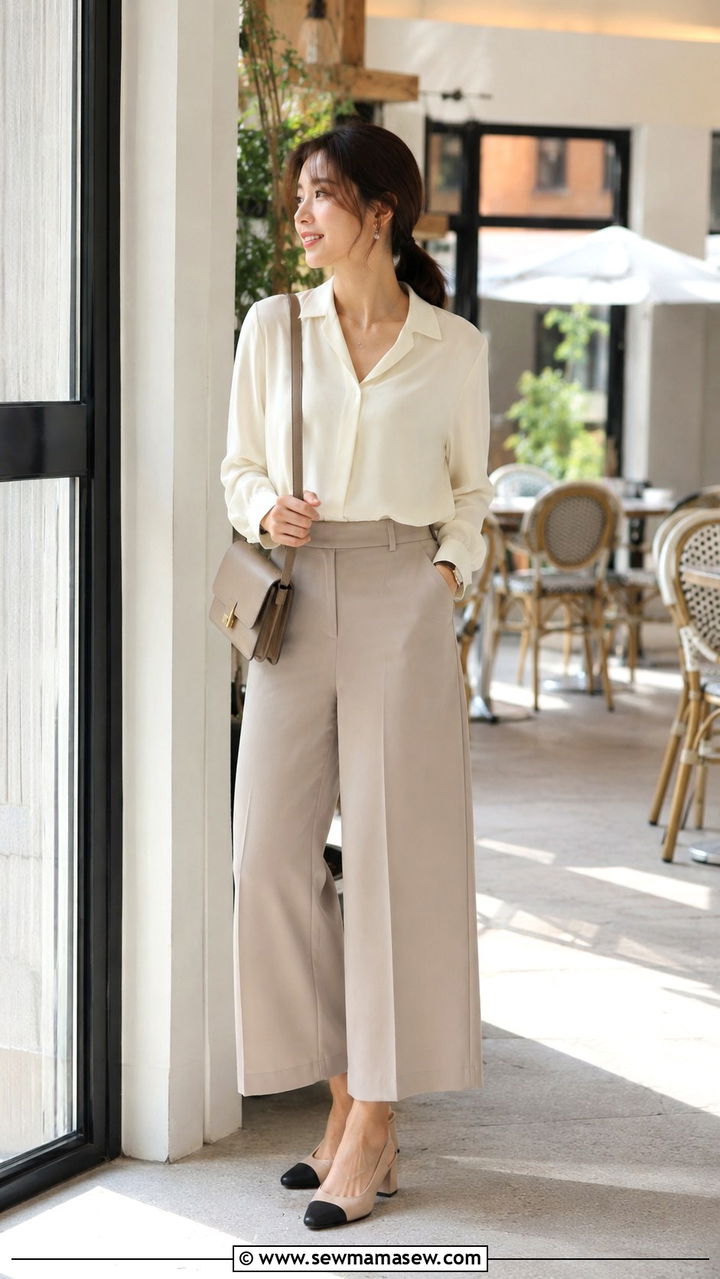 Wide leg pants with slingback heels outfit - 25 Wide leg pants outfit ideas with heels