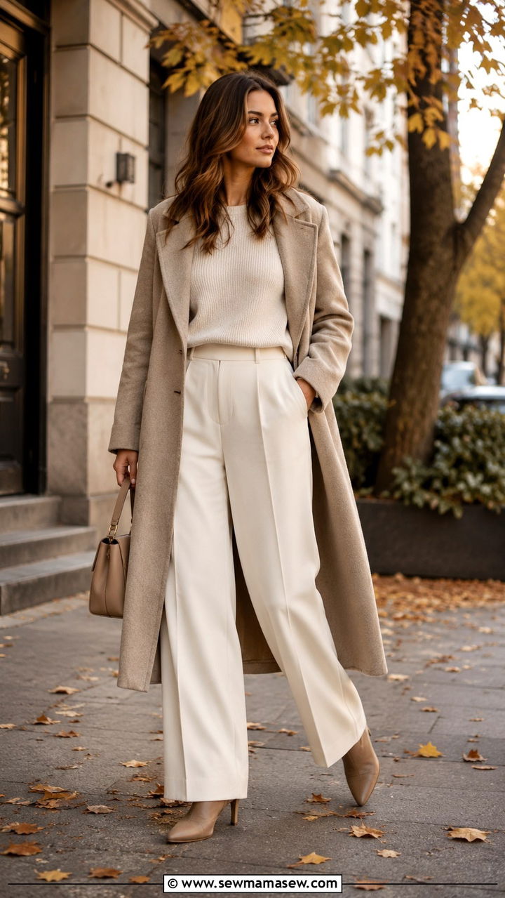Wide leg pants with sweater and heels - 25 Wide leg pants outfit ideas with heels