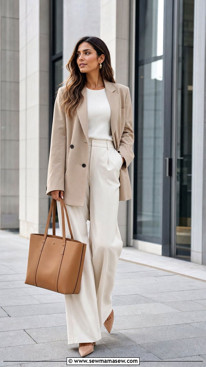 Wide leg trousers and oversized blazer office outfit - 25 Corporate outfit ideas 2026