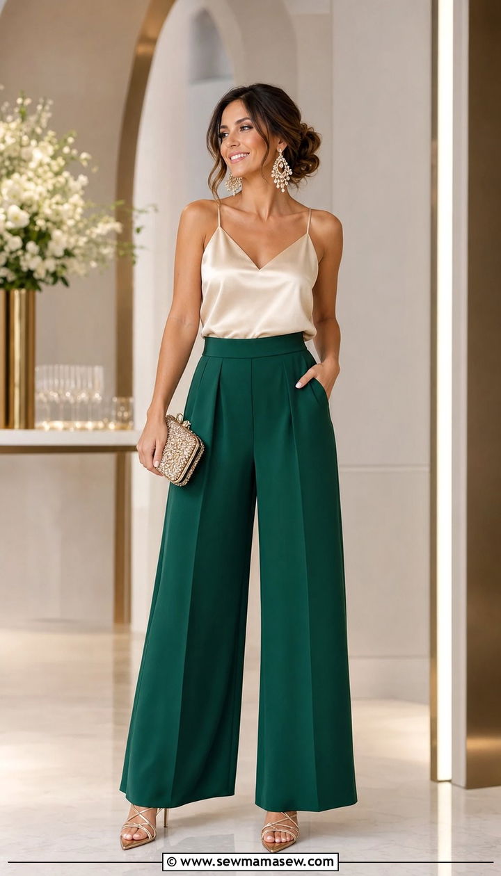 Wide leg trousers and silk camisole outfit women 30s - 25 Cute outfits for women in their 30s