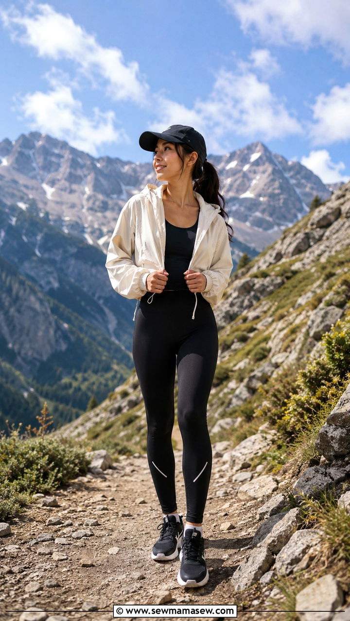 Windbreaker and Leggings Outfit - 25 Athleisure outfit ideas petite