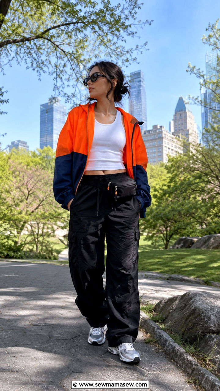 Windbreaker and nylon pants outfit gorpcore - 30 Gorpcore outfit ideas