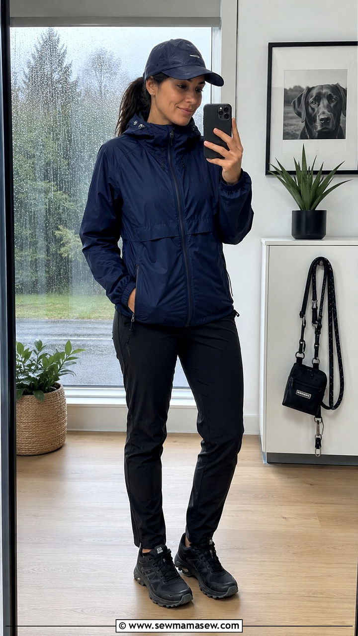Windbreaker and track pants rainy day dog trainer outfit - 30 Dog trainer outfit ideas