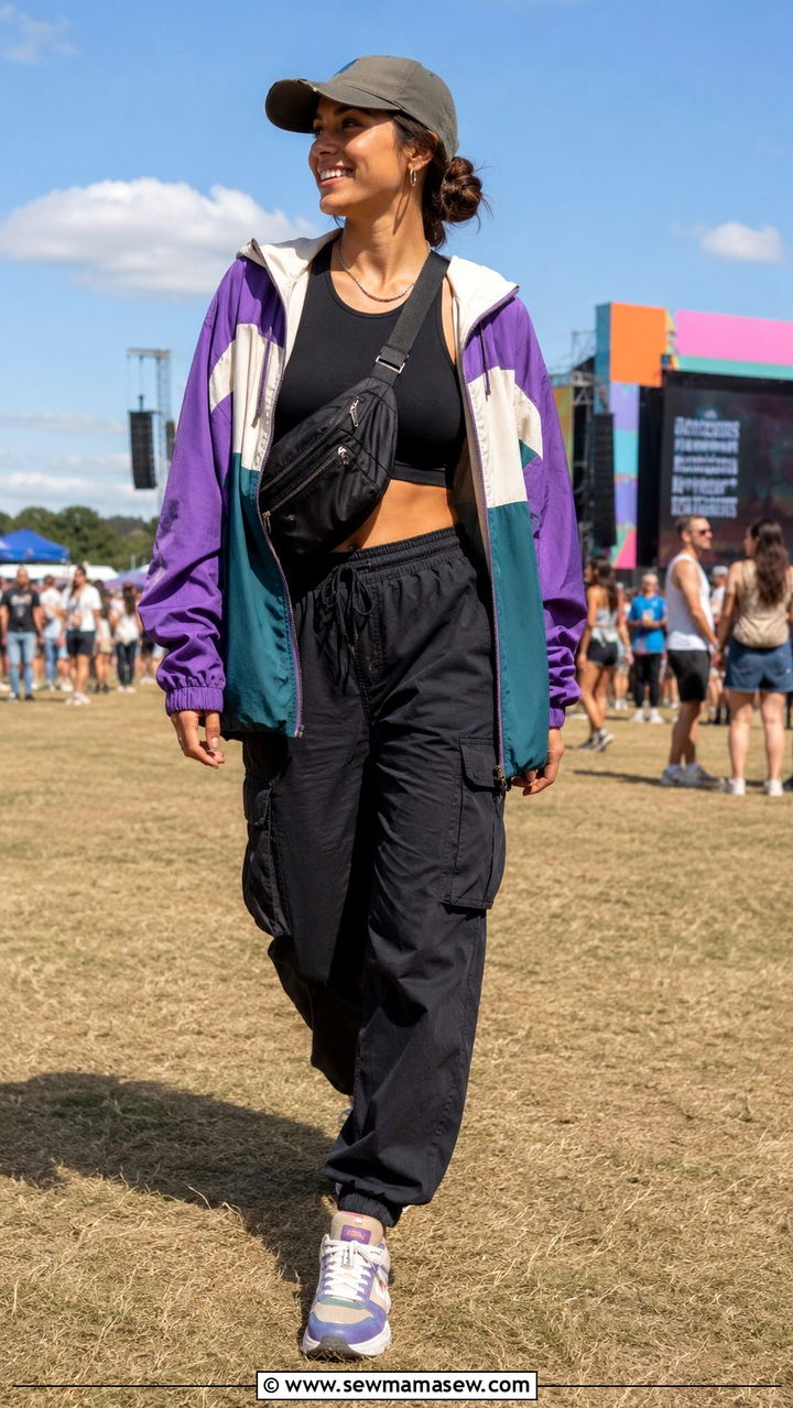 Windbreaker anorak with cargo joggers - 25 Rock The Bells outfit ideas
