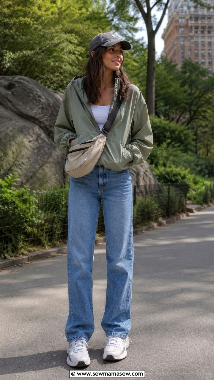 Windbreaker with Straight Leg Jeans Outfit - 30 Spring wardrobe essentials 2026