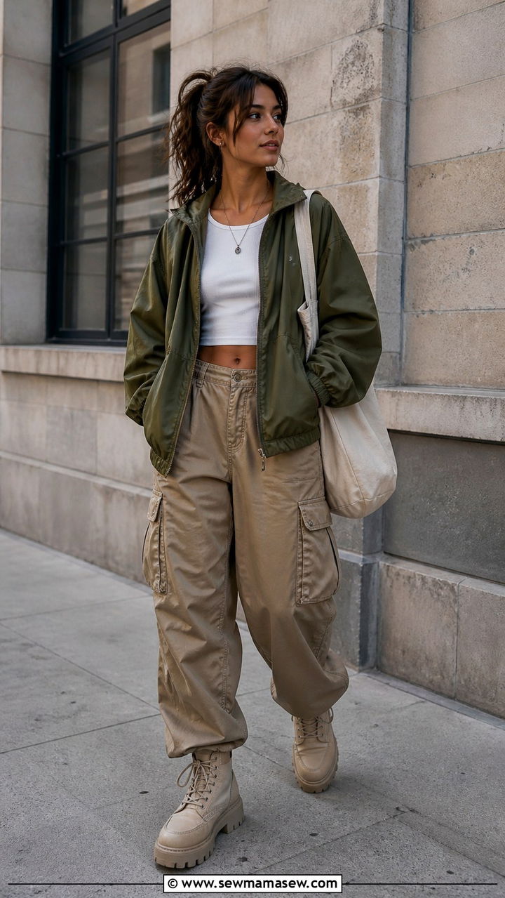 Windbreaker with cargo pants outfit - 40 windbreaker outfits