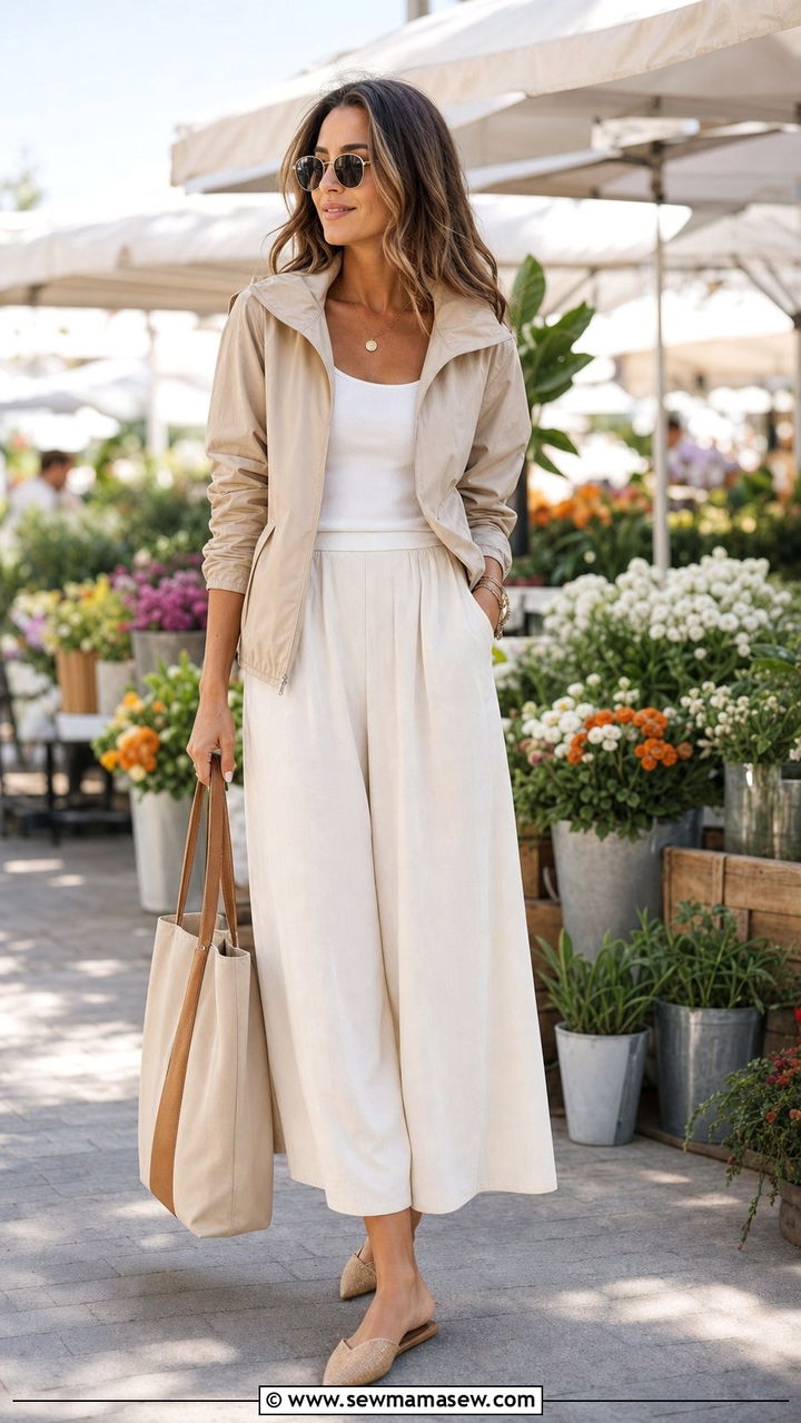Windbreaker with culottes - 25 classy windbreaker outfits