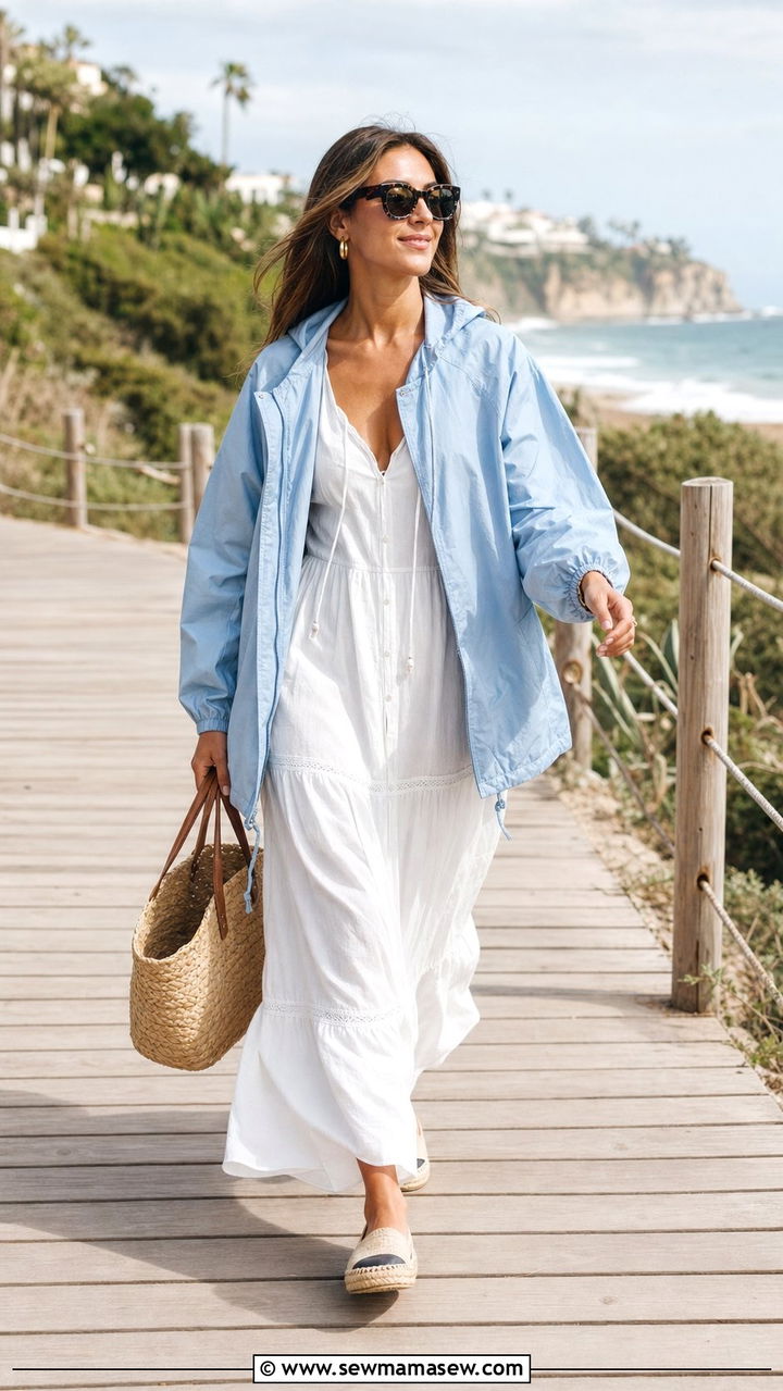 Windbreaker with maxi dress - 25 classy windbreaker outfits