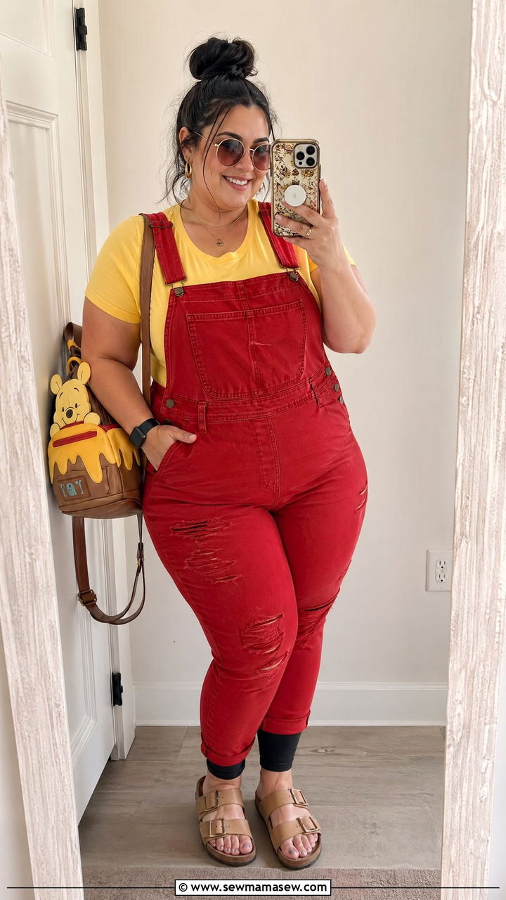 Winnie the Pooh Red Overalls Outfit - 35 Disney outfit ideas plus size