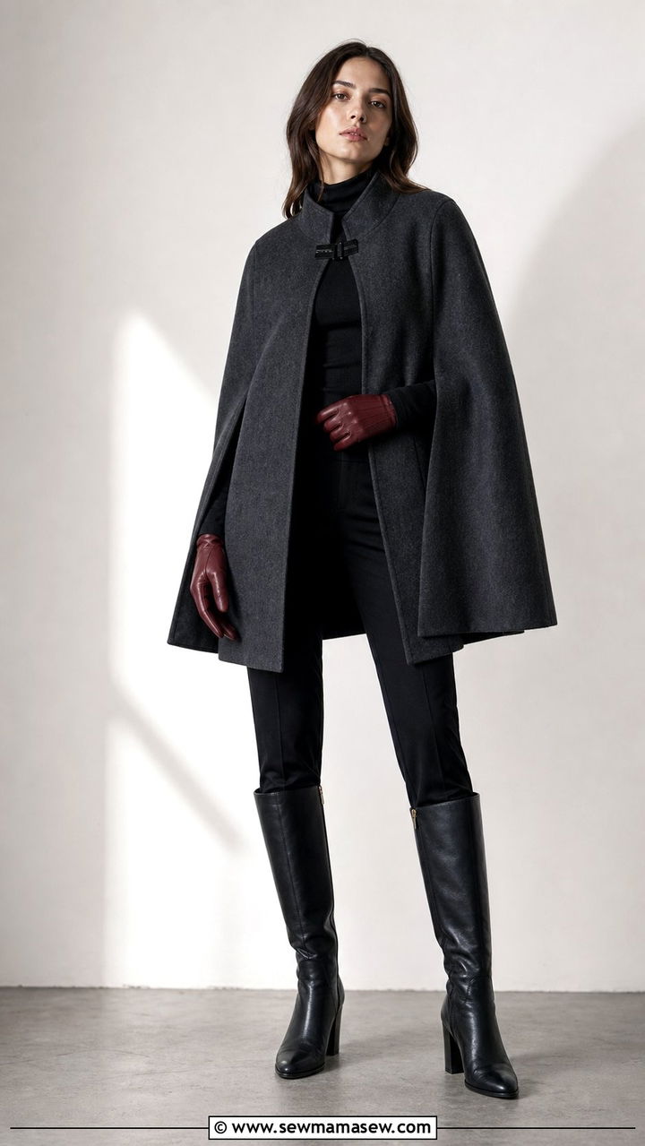 Winter Cape Coat with Fitted Turtleneck and Knee High Boots - 25 Copenhagen outfits 2026