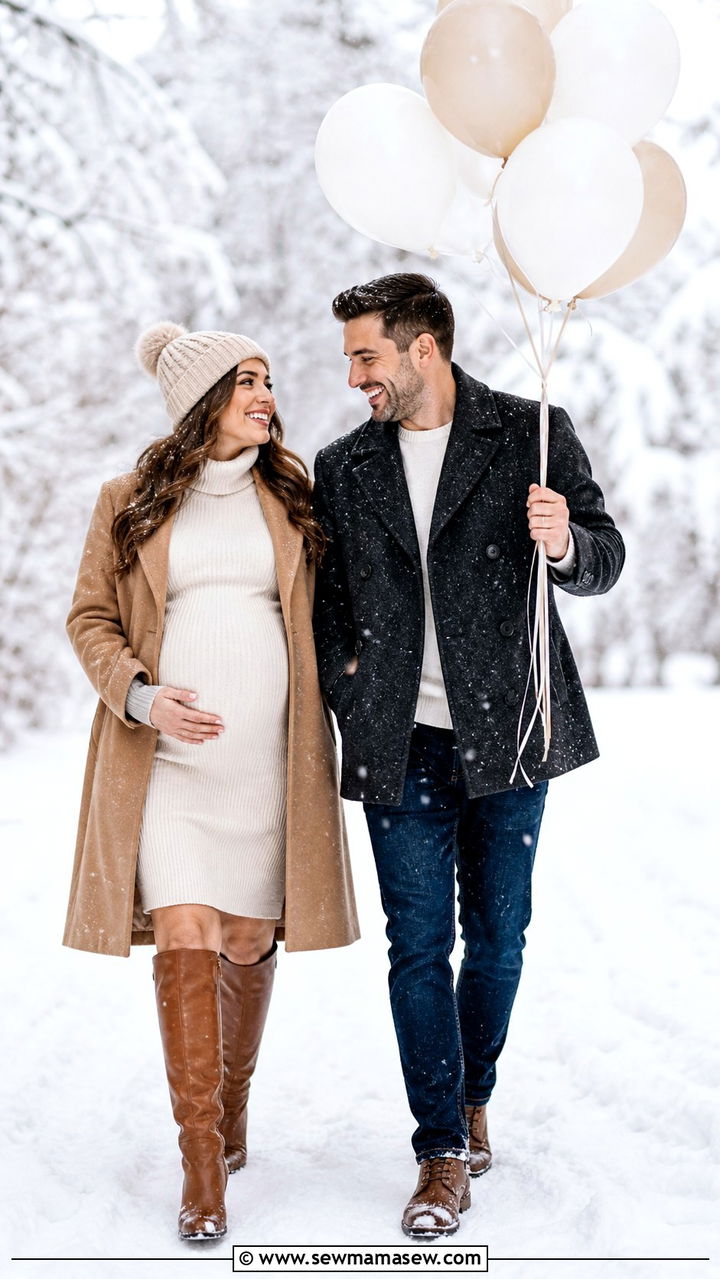 Winter Coat And Boots Snowy Announcement - 20 Baby announcement photo outfit ideas