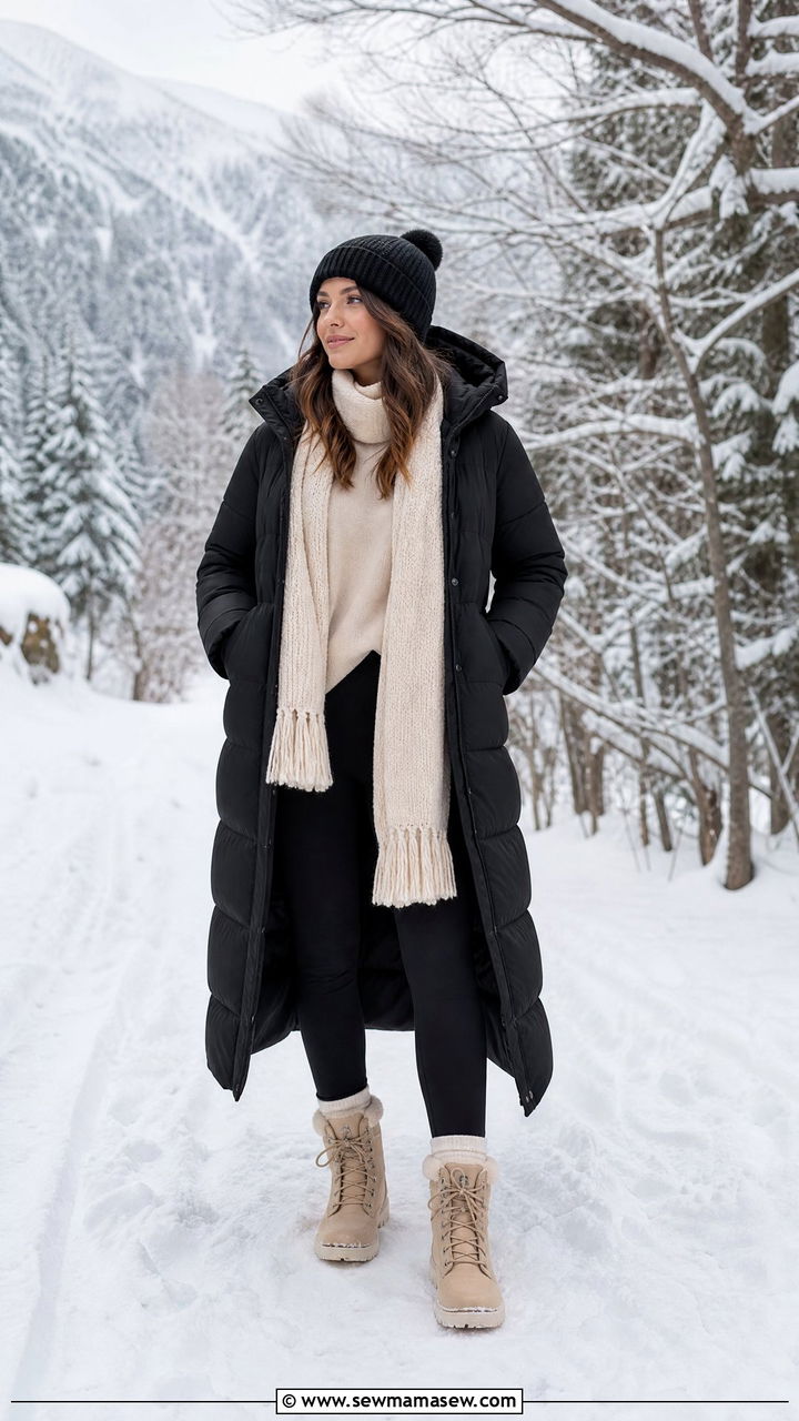 Winter Cozy Puffer Coat And Knit Beanie Outfit - 30 Pinterest outfits inspo