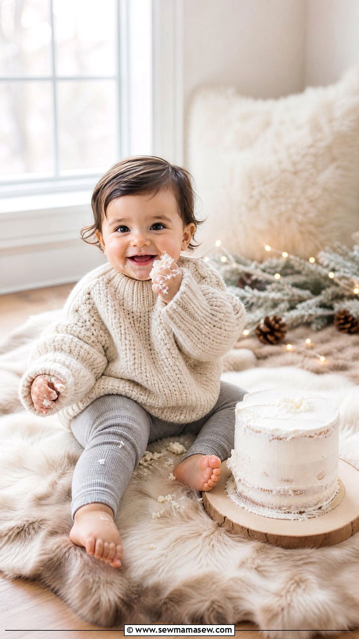 Winter Knit Sweater and Leggings Cake Smash Outfit - 25 Cake smash outfit ideas