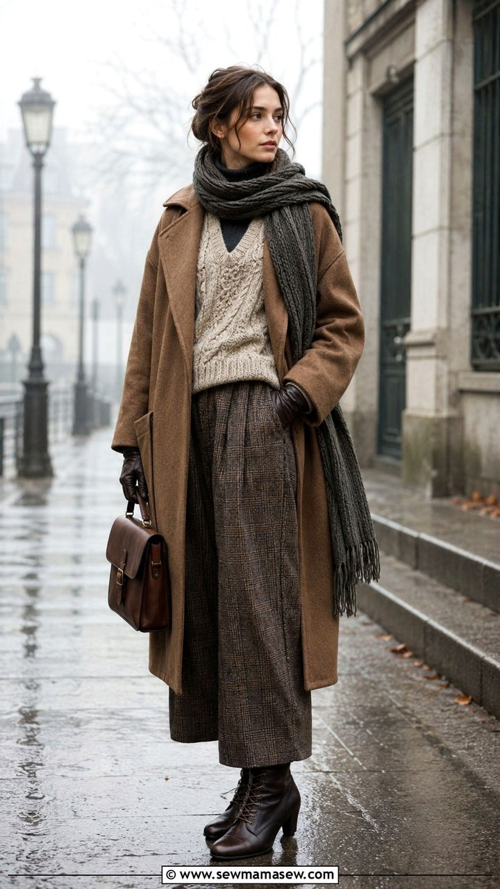 Winter Layered Coat and Knit Scarf Outfit - 20 Poetcore outfit ideas 2026