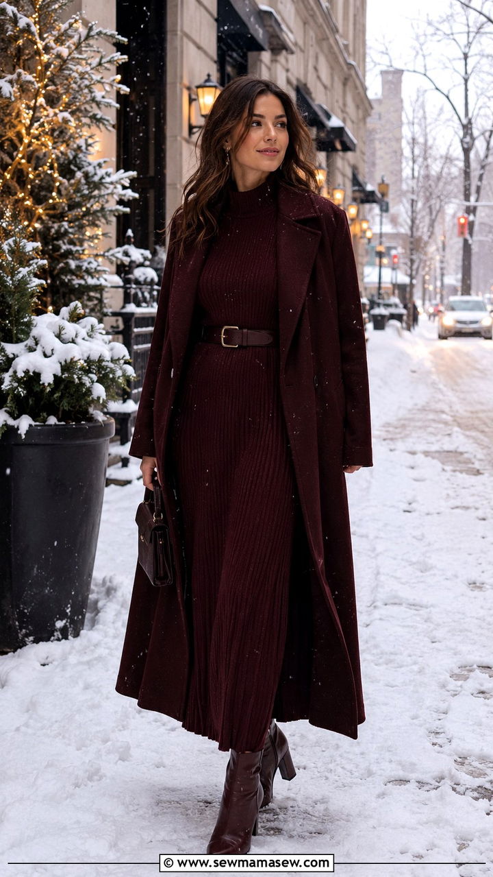 Winter Maxi Dress with Heeled Boots Outfit - 30 Maxi dress with heels outfit ideas