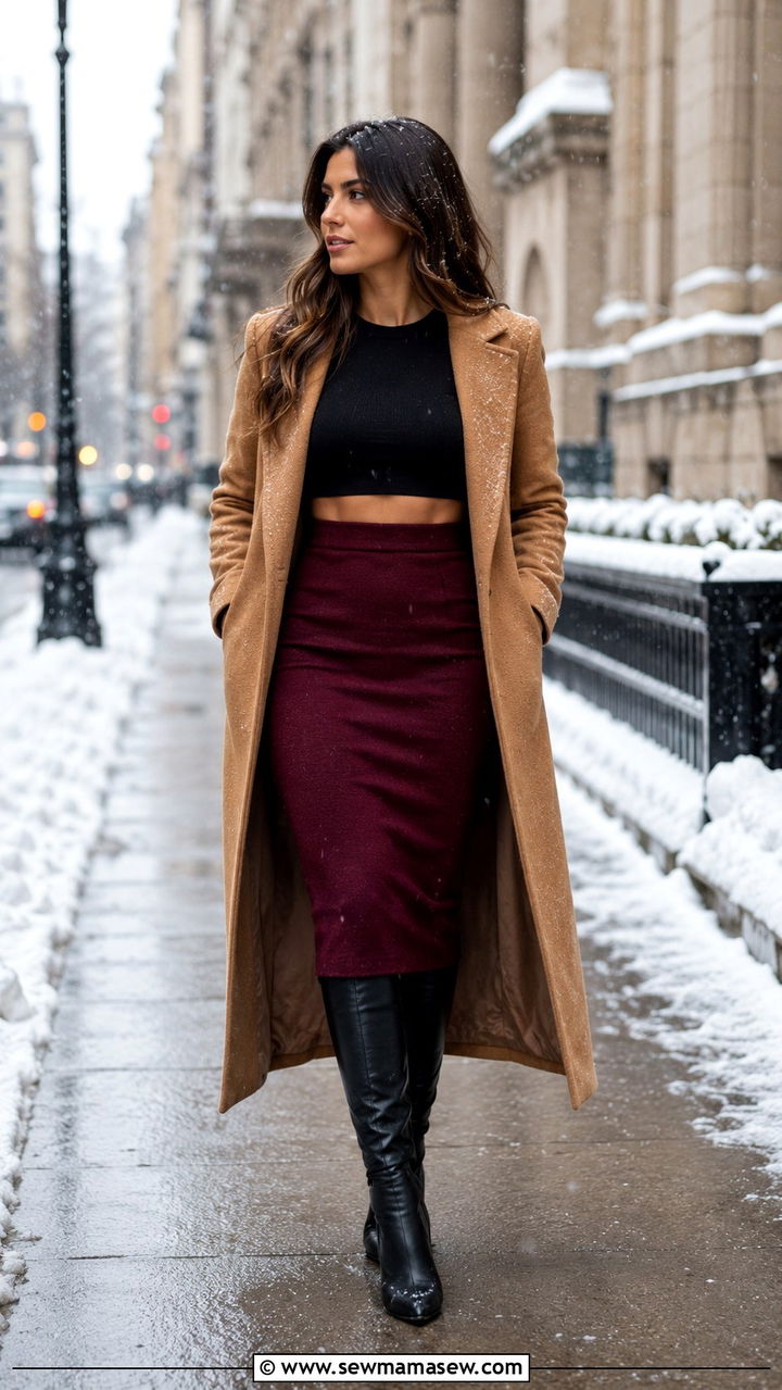 Winter Pencil Skirt With Crop Top - 30 Pencil skirt outfit ideas with a crop top