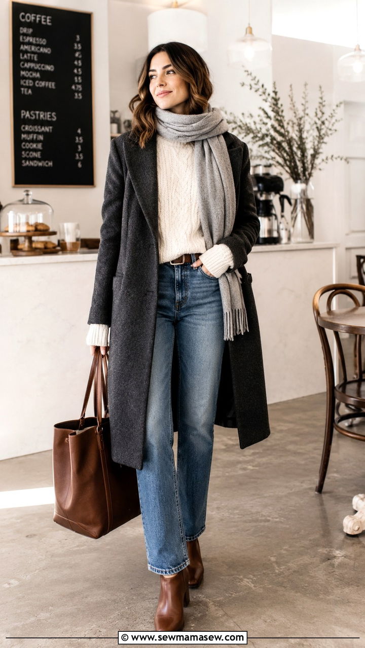 Winter Wool Coat and Cable Knit Brunch Outfit - 25 seasonal brunch outfit ideas