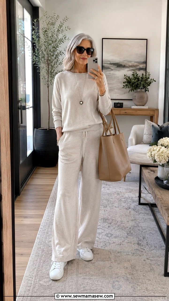 Women Over 60 Matching Lounge Set With Sneakers - 25 Outfit ideas for women over 60 2026