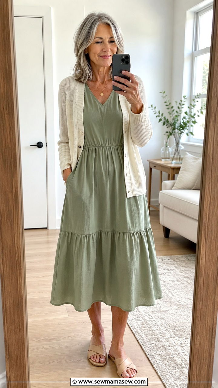 Women Over 60 Midi Dress With Cardigan Outfit - 25 Outfit ideas for women over 60 2026